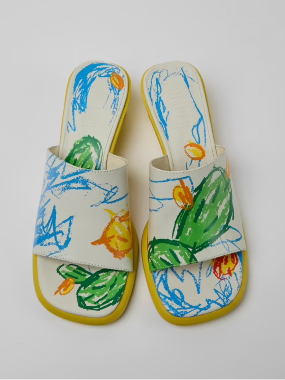 Camper Twins Printed Leather Slide Sandals Size 38 = Women’s 7.5